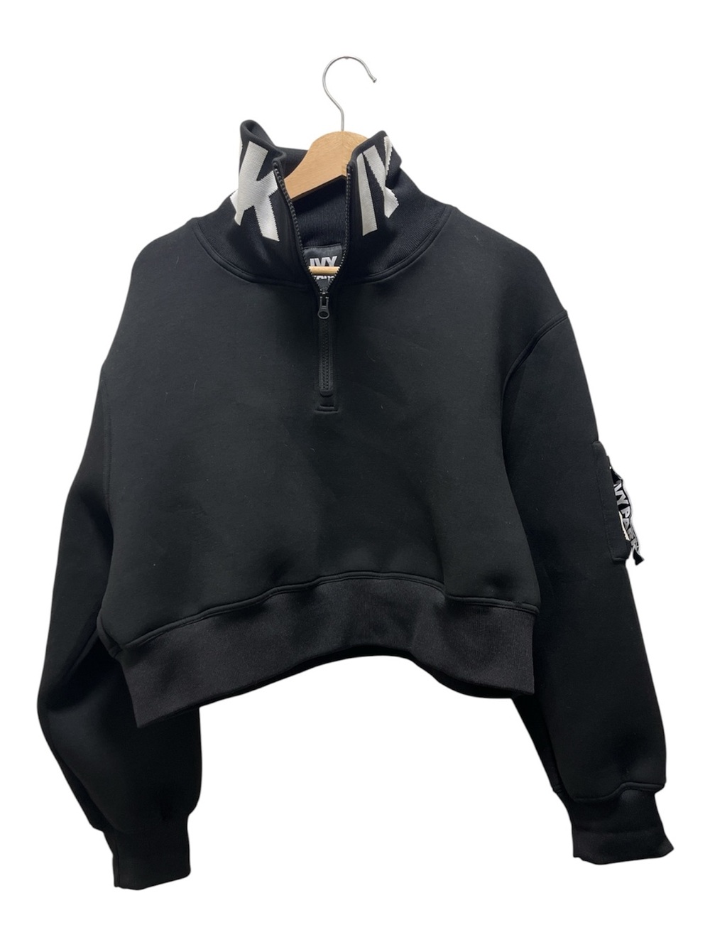 Ivy wPark Cropped Quarter Zip Sweatshirt Funnel Neck Black M - Picture 2 of 10